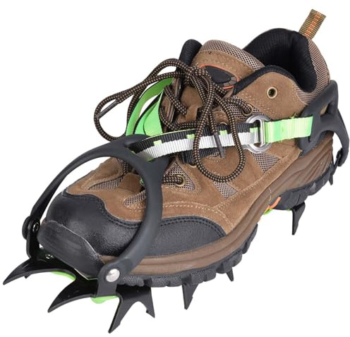 Dioche Steigeisen 1 Paar Eissteigeisen mit 14 Zähnen, rutschfeste Schuhgriffe, Spikes, Stollen für Schneewandern Im Freien, Klettern, Geeignet für die Größen 36–45