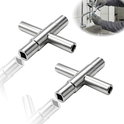 2pcs Vierkantschlüssel, 4 Kant Schlüssel 4 Wege Universalschlüssel 6.5/7/8/9 mm, Schaltschrankschlüssel Entlüftungsschlüssel für Heizung Wasser Gas Strom Zählerkasten Multifunktionswerkzeug