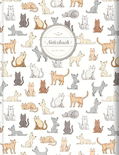 Kariertes Notizbuch (©Star, A4, 156 Seiten, Softcover) || Mit Register + Doppelrand || Dickes Notizheft, Fester Einband, Kariert Nr. 26, Matheheft, Schulheft, Sketchbook, Tagebuch, „Hunde & Katzen“