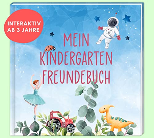 Mein Kindergarten Freundebuch: Hochwertiges Erinnerungsalbum ab 3 Jahre für Jungen und Mädchen, zum Ankreuzen und Ausmalen, mit Seiten für Erzieher*innen, Platz für Fotos und Geburtstagskalender