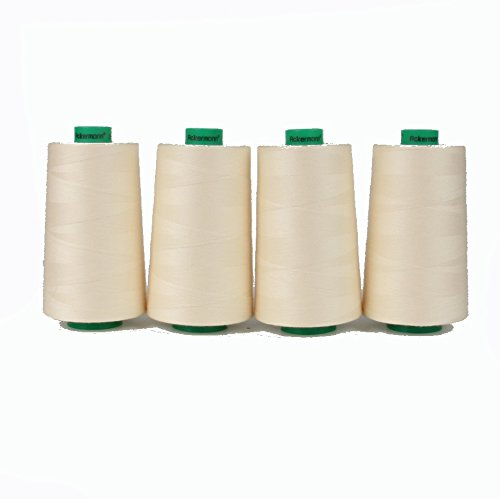Ackermann Nähgarn Elfenbein (0808), 4x 5.000 m Konen (20.000 m) – Universal-Garn 100% Polyester, Stärke 120, OEKO-TEX, für Overlock- und Nähmaschinen