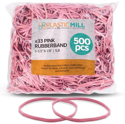 PlasticMill Rubber Bands - #33 Size - Pink Rubberbands - 1LB/500 Count