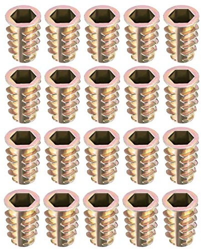 sourcing map Écrous Fileté Insert Vis Zinc Alliage Hex Prise M10 Internal Filetage 23mm Long Pour Meuble Bois 20pc