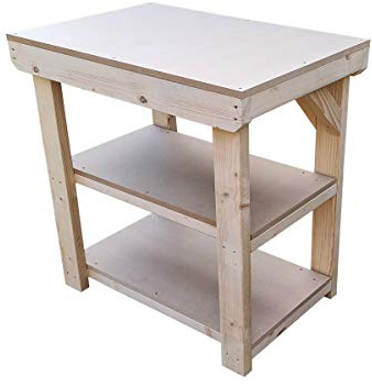 Arbor Garden Solutions Wooden 18mm MDF WorkBench With Double Shelf - 3FT to 6FT - Work Table Hand Made Strong Heavy Duty - Made From Construction Grade Timber (4ft)