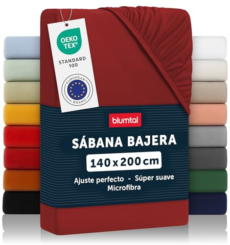 Blumtal® Spannbettlaken 140x200 cm - Microfaser Bettspanntuch, Oekotex zertifiziert, Aurora Red - Rot