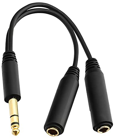 JOMLEY Cavo Sdoppiatore Jack 6,35mm, Jack 6,35 mm a doppio jack stereo da 6,35 mm Cavo splitter a Y stereo 1/4 TRS Splitter Cavo - 8 pollici/20cm