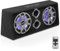 Pyle 10 Dual Subwoofer Box System - Slim Mount Truck & Car Audio Subwoofer Box - Rear Vented Design w/Built-in Illuminating LED Lights, 2x500 Watts