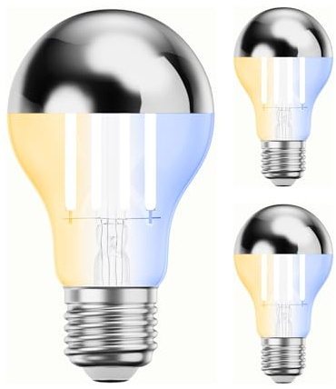 ledscom.de 3x E27 LED-lampa, A60, varmvit - kallvit (2700-7000 K), 4,8 W, 486lm, Smart Home, WLAN, Alexa, huvudspegel (silver)