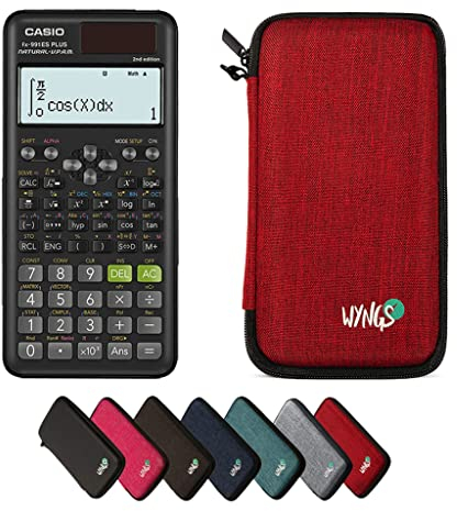 Casio fx-991ES Plus 2nd Edition with WYNGS Protective Case Red - Scientific Calculator - Basic Package