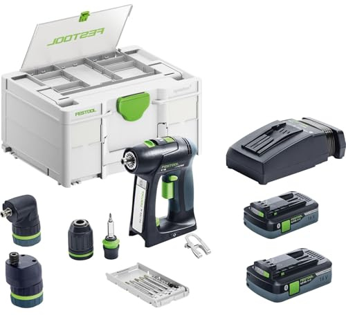 Festool Akku-Bohrschrauber C 18 HPC 4,0 I-Set im Systainer | 18 V, 4,0 Ah, bürstenloser EC-TEC Motor, FastFix, CENTROTEC, 2 Akkus, Schnellladegerät TCL 6