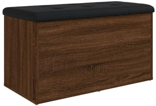 vidaXL Banco con Almacenaje, Almacenamiento para Juguetes Cojines, Banco para Zapatos, Asiento para Pasillo Salón, Madera de Ingeniería Roble Marrón