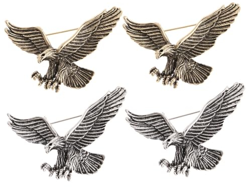 GLSTOY 4 Stück Vintage Adler Brosche Tier Brosche Damen Kleidung Anstecknadel Adler Für Kleidung Hut Tiere Ornament Abzeichen Frauen