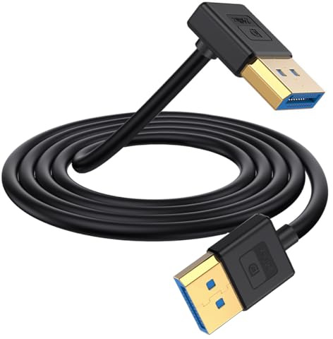 HuHang God Gold Down Angle Câble DisplayPort 1.4, Connecteur DP 8K 90 Degrés vers Adaptateur Audio et Vidéo Extender Mâle, Prise en Charge 8K@60Hz, 4K@144Hz pour Interface DP 1.8 Mètre