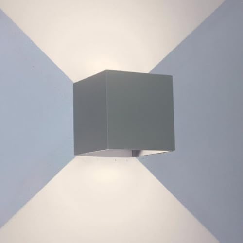 KTC-Home - PREMIUM LED Wandleuchte Innen/Außen - Anthrazit RAL 7012 - Warmweiß 3000k - 12W - IP65 Wasser & Staubgeschützt - Einstellbarer Lichtstrahl/Winkel - Wandlampe Innen/Außenbereiche geeignet