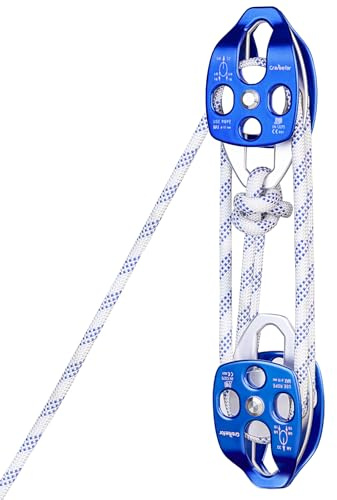 Greteefor Doppelseilblock‑Flaschenzug 4:1, 30 kN (3000 kg) Bruchfestigkeit – Schwerlast‑Hebesystem für Garage, Dachboden & Outdoor, mit Seil 76m ×10 mm