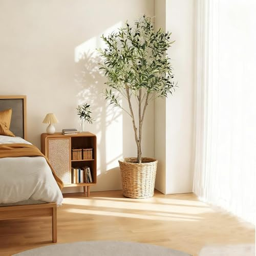 Árbol de olivo artificial, plantas artificiales, plantas artificiales, grandes, olivos, plantas en maceta, árbol de olivo, decoración para interior y exterior, hogar, salón, oficina, jardín