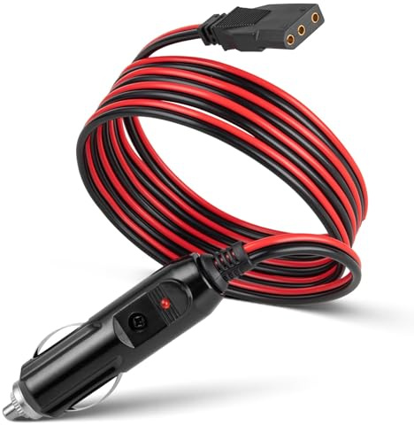 Anina CB Radio Power Cable with LED Light Compatible with Cobra Galaxy Midland 5FT Heavy Duty 16AWG Lighter Plug Adapter with 15A Fuse Protection