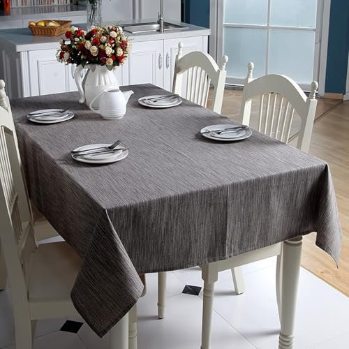 Tolldek Rechteckig Tischtuch Kaffee, 140x220CM Tischdecken Einfarbig Baumwolle, Tischdecken Deko Fleckschutz Schmutzabweisend für Drinnen Draussen Garten