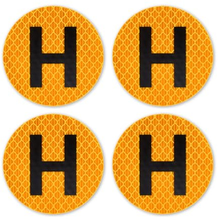 UZEXYA Pack de 4 Pegatinas H para Vehículo Histórico, Vinilo Adhesivo Reflectante de Alta Calidad, Distintivo Homologado DGT para Coche, Moto, Perfecto para Coleccionistas y Amantes de Clásicos