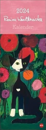 Rosina Wachtmeister Vertical Kalender 2024. Kunstvoller Wandkalender mit farbenfrohen Katzenbildern. Langer Kunst-Kalender 2024 XL. 24,5 x 69 cm.
