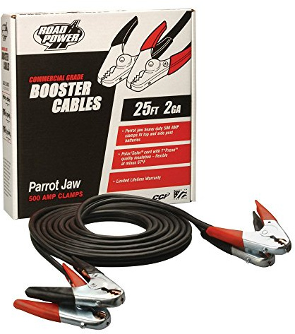 Southwire Road Power Commercial-Duty Booster Cable - Heavy Duty Design - Top & Side Post Compatible - Reliable Jump Start Tool - Tangle Free Automotive Jumper Cable - 4 Gauge - 25 Feet - Red