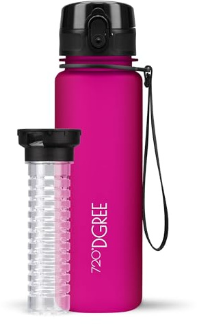 720°DGREE Gourde, Bouteille d’Eau “uberBottle“ +Tamis-Fruits – 350ml, 500ml, 650ml, 1l, 1,5l, 2l - Sans BPA, Étanche, Anti-Fuite, Réutilisable, Légère - Idéal pour École, Sport, Fitness, Gym, Travail
