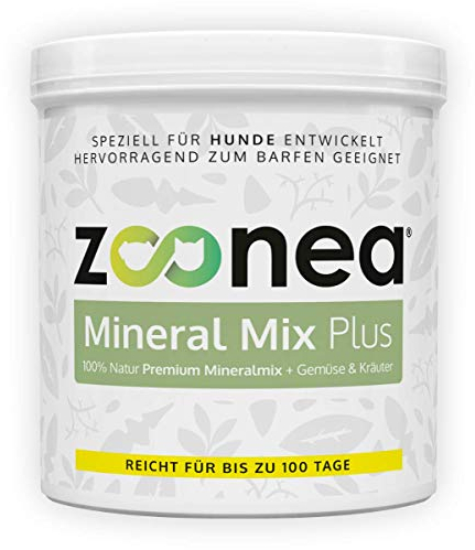 Zoonea® Mineral Mix Plus (500 g) für Hunde - Premium Mix - 100% Natürlich ohne künstliche Zusätze - Beinhaltet wichtige Mineralien, Kräuter, Vitamine und Gemüse - Auch ideal für Barf geeignet
