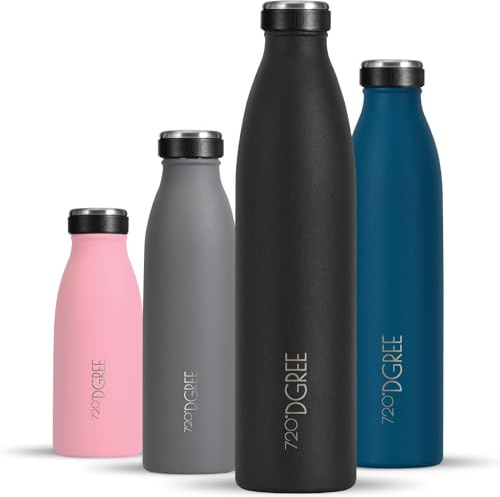 720°DGREE Edelstahl Trinkflasche “milkyBottle” - 1L - BPA-Frei, Auslaufsicher, Kohlensäure geeignet - Thermosflasche für Sprudel, Sport, Uni, Schule, Fitness, Outdoor, Camping