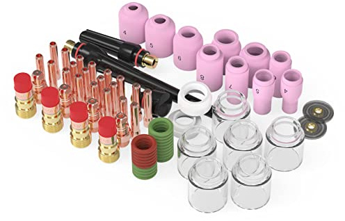 YESWELDER 71Pcs TIG Welding Torch Stubby Gas Lens #12 Glass Cup Kit For WP-17/18/26