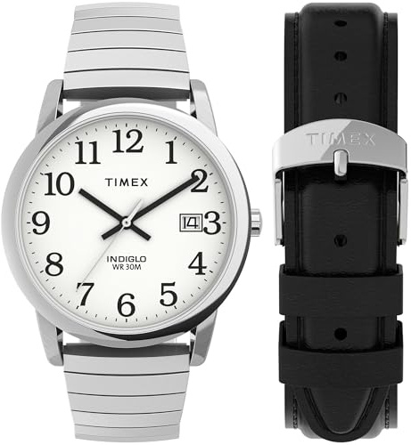 Timex Easy Reader Herren-Armbanduhr T2H451, 35 mm, Erweiterungsband, Datumsfenster