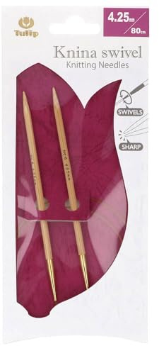 Tulip KS-800425 Stricknadeln, Bamboo, Beige, 80 cm x 4.25 mm
