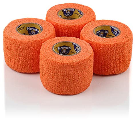 Howies Hockey-Tape – Pro und Stretch Grip Hockey-Tape (4 Stück) Coband Coband Cohesive Wrap… (Orange Strech)