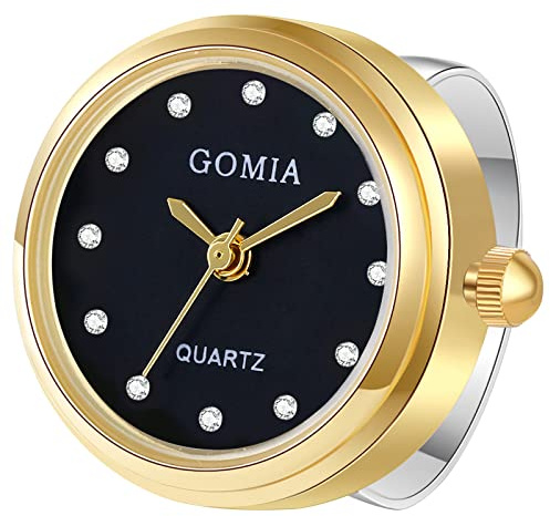 Avaner Ringuhr Fingeruhr mit Rundes Gehäuse Schwarzes/Weißes Zifferblatt Verstellbarer Ring 3ATM Wasserdicht Ring Uhr Finger Uhr ALS GESHCNEKE für Damen