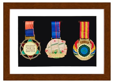 WANLIAN Medal Display Shadow Box – 3 Medaillen-Vitrine – perfekt für Kriegsmilitär, Läufer, Marathon, RECE-Sieger, Fußball, Gymnastik und alle Sportarten (Kaffee, A4)