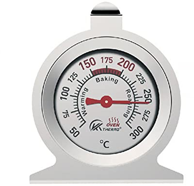 Großzifferblatt-Ofenthermometer mit Haken Küchenherd Mess-Thermometer Messgerät Küchenherd, Edelstahl Rostfrei zum Aufhängen und hinstellen Backofen Thermometer analog