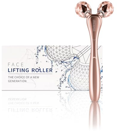 3D-Gesichtsmassagegerät (Roségold) | Face Massager, Gesichtsroller, Gesichtslifting, Anti-Falten, 360° Rotationsmassageroller