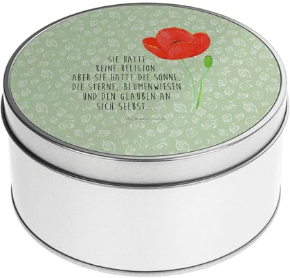 Mr. & Mrs. Panda Blechdose rund Blume Mohnblume - Geschenk, Sommer Deko, Metall Dose, Vorratsdose, Blechdosen mit Deckel, Blumen, Naturliebe,