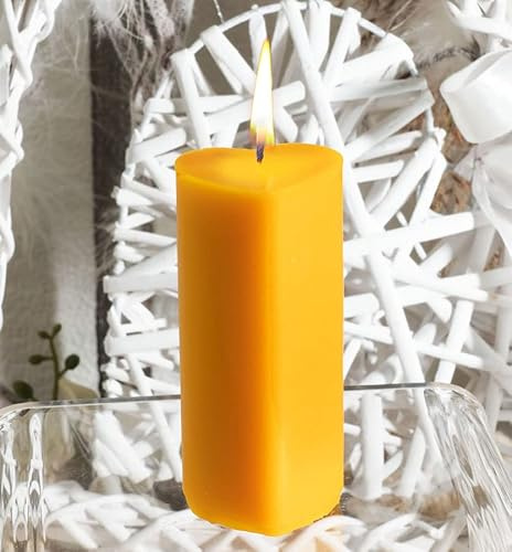tea4chill Bienenwachskerze aus 100% Bienenwachs, Honigkerze, Herz-Stumpen, Kerze 4x9cm, Geschenk für Valentinstag, handgefertigt
