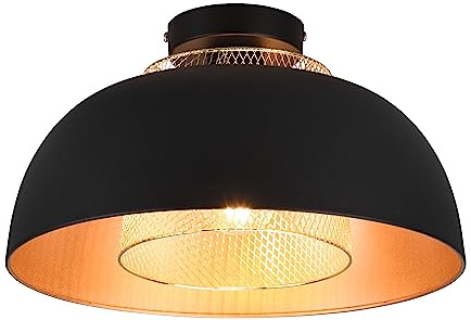 Reality Leuchten Deckenleuchte Punch R60811032, Metall Schwarz matt/goldfarbig, exkl. 1x E27 |