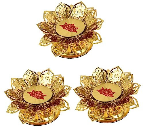 Warmhm 3pcs Lotus Candlestick Candle Holder for Buddha Desktop Lotus Candle Stand for Butter Light Candlestick Finish Home Decor Ornament