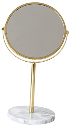 FRCOLOR Kosmetikspiegel Mit Led Licht Goldfarben Tischspiegel Für Make-up Schminken Mit Klarem Spiegelbild Und Marmorsockel