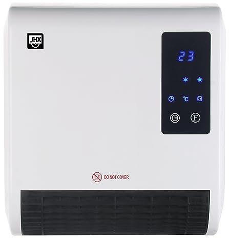 SHX Termoventilatore da bagno 2000W SHX71BHL2000W - Termoventilatore da bagno, 2000 Watt, classe di protezione: IPX2, display, programmazione timer, telecomando, bianco/nero