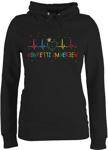 Shirtracer - Pullover Damen Hoodie Frauen - Karneval & - Konfetti im Herzen Herzschlag Fasching I