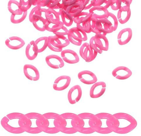 QUARKZMAN 200Stk Acryl Kette Verknüpfung Ringe Verbindung Steckverbindungen Offen Verbindung Ringe Plastik C-Clip Haken für Heimwerken Geldbörse Augenglas Kette Dunkel Rosa