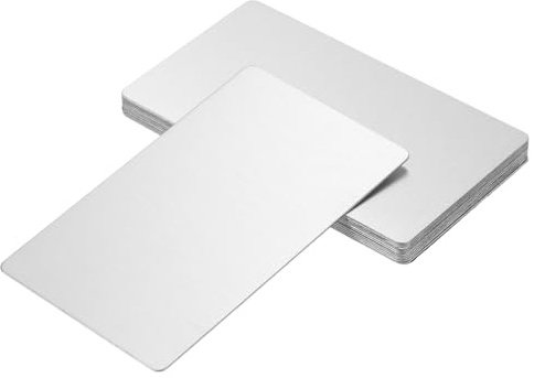 QUARKZMAN 10 Stück Leere Metall Karten 80x50x0,5mm, Metallkarte Edelstahl Platte Lasergravur Rohlinge für Visitenkarten Namensschilder Briefkasten Türschilder Tischnummernschild, Silber