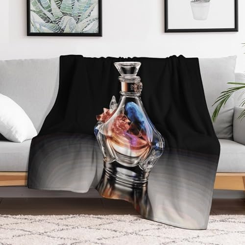 Coperta ultra morbida in micro pile con bottiglia di profumo, leggera coperta pelosa in flanella, morbida e accogliente, coperta calda per tutte le stagioni, per letto, divano, soggiorno, divano, 178