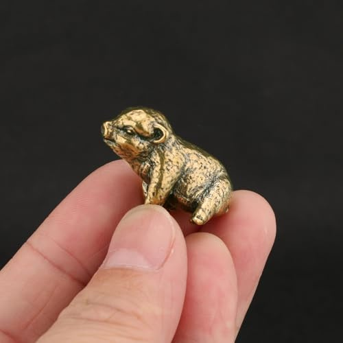 Eonpink Kleine Messing Statue Handgemachte Kupfer Kunst Kleines Schwein Messing Ornament Skulptur Dekorative Kupfer Miniatur Metall Dekoration Büro Home Feng Shui Guss Skulptur