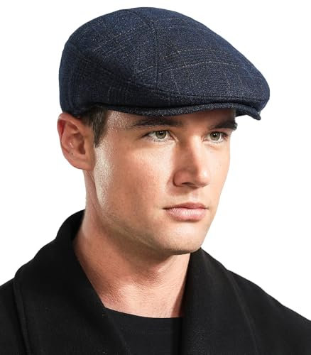 Comilaka Herren Schiebermütze Barret Cap Gatsby Schirmmütze Einstellbar Newsboy Cap Baskenmütze Herbst Winter 55-59cm