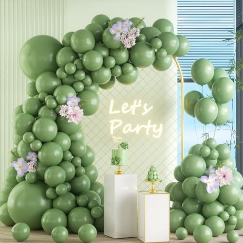 Luftballon Girlande Salbeigrün, 105 Stück 5 10 12 18 Zoll Retro Sage Grün Ballon Girlande Geburtstag Set, Bohnengrüne Luftballon Olivgrüne Latex ballons Set für Geburtstag Jubiläum Absolvent Party