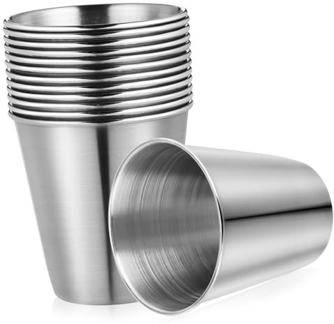 COSMEVIVI 12 Stück Edelstahl Schnapsbecher 70ml Tragbare Spirituosenbecher Für Whisky Und Wodka Rostfrei Und Bruchsicher Für Partys Und Zuhause